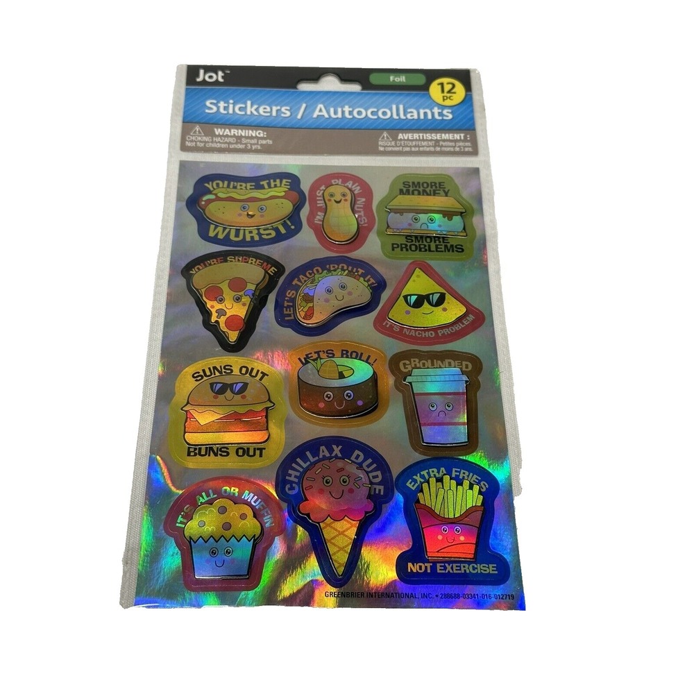 JOT 12‎ stickers crafts scrapbook art FOIL FOODS